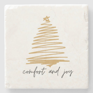 Simple Gold Christmas Decor Stone Coaster Beverage