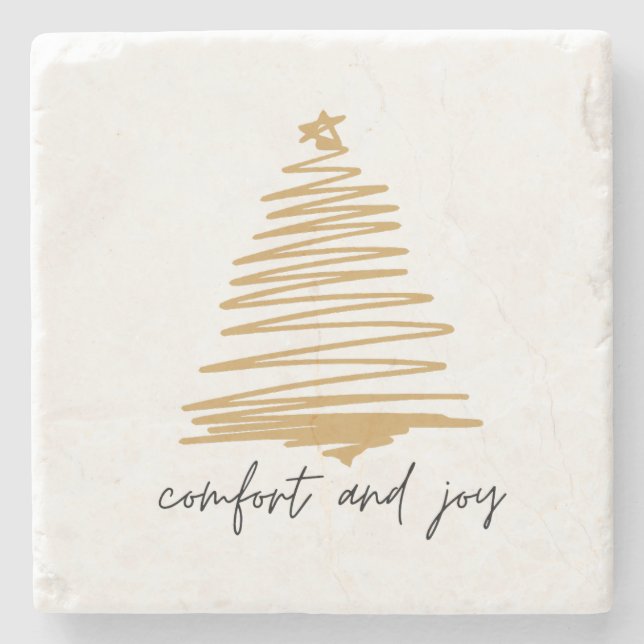Simple Gold Christmas Decor Stone Coaster Beverage (Front)