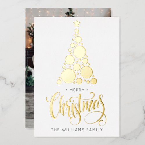 Simple Gold Christmas Tree Foil Holiday Card