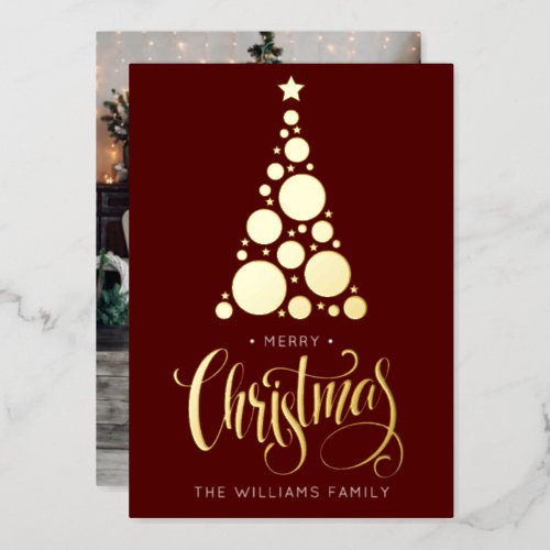 Simple Gold Christmas Tree  Foil Holiday Card