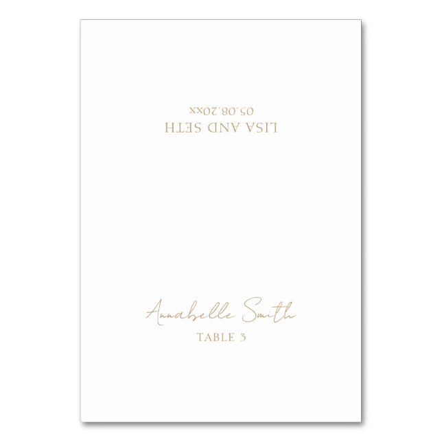 Simple Gold Classic Elegant Wedding Place Card (Front)