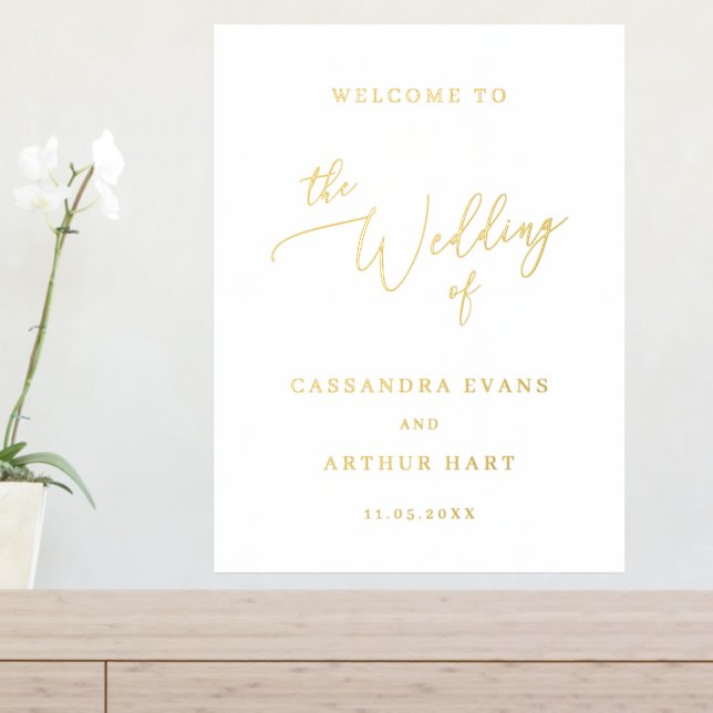 Simple Gold Classic Elegant Wedding Welcome Sign (In Situ (Entry Table))