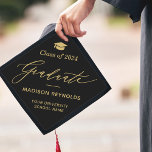 Simple Gold Color Script Class of 2024 Graduate Graduation Cap Topper<br><div class="desc">Simple Gold Color Script Class of 2024 Graduate Graduation Hat. For further customization,  please use our design tool to modify this template.</div>