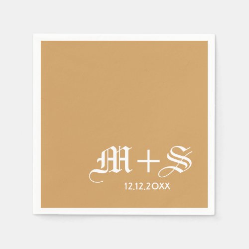 Simple Gold Color Wedding Monograms Napkins