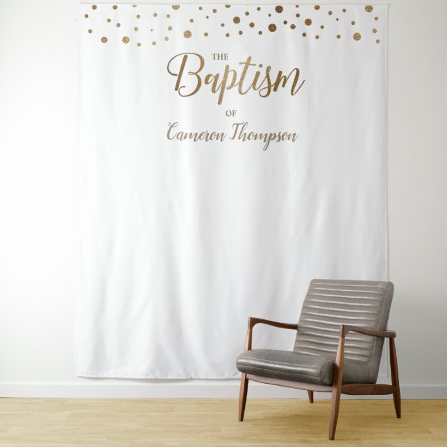 Simple Gold Confetti Baptism Backdrop (In Situ)