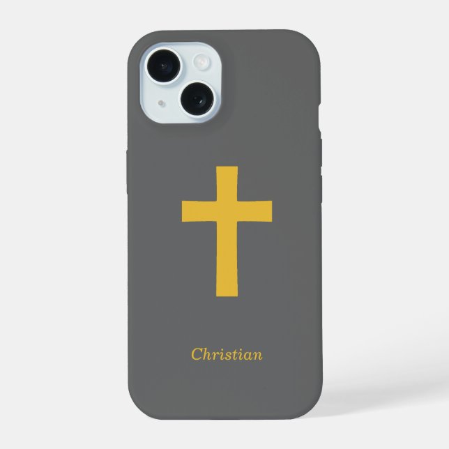Simple Gold Cross Black Iphone Case (Back)