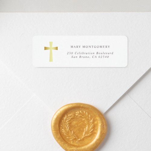 Simple Gold Cross Christian Return Address Label