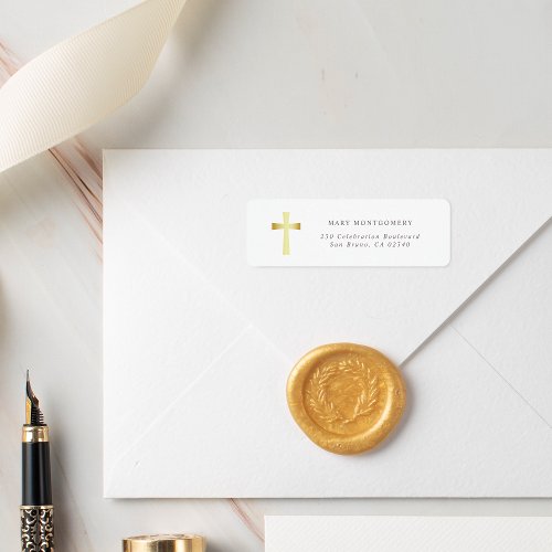 Simple Gold Cross Christian Return Address Label