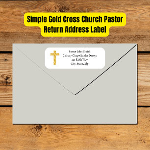 Simple Gold Cross Church Pastor Return Address Label