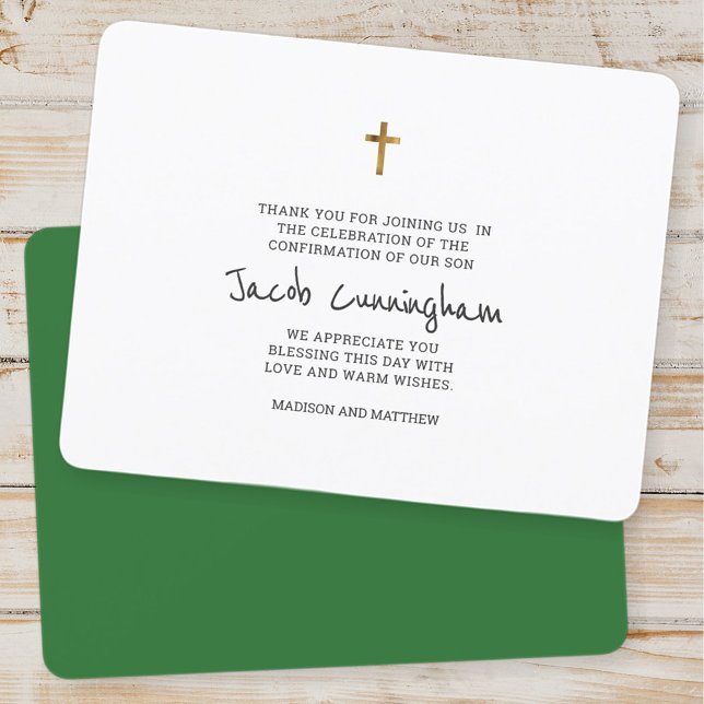 Simple Gold Cross Confirmation Thank You Card (Creator Uploaded)
