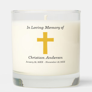 Simple Gold Cross Funeral Scented Candle