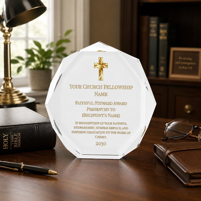 Simple Gold Cross Member's Service Award (The gold foil effect is simulated in artwork, there is no metal in this product.)
