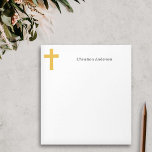 Simple Gold Cross  Notepad<br><div class="desc">A simple and elegant notepad with a gold cross on the left and customizable text. A very sober way to take notes if you are a pastor,  a church,  a Christian community,  or just a family.</div>