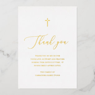 Simple Gold Cross Sympathy Funeral Thank You Card