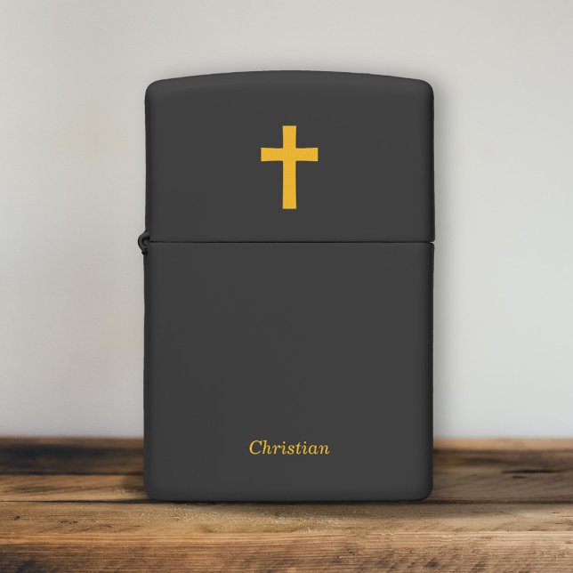 Simple Gold Cross  Zippo Lighter (Gold Cross Zippo Lighter)