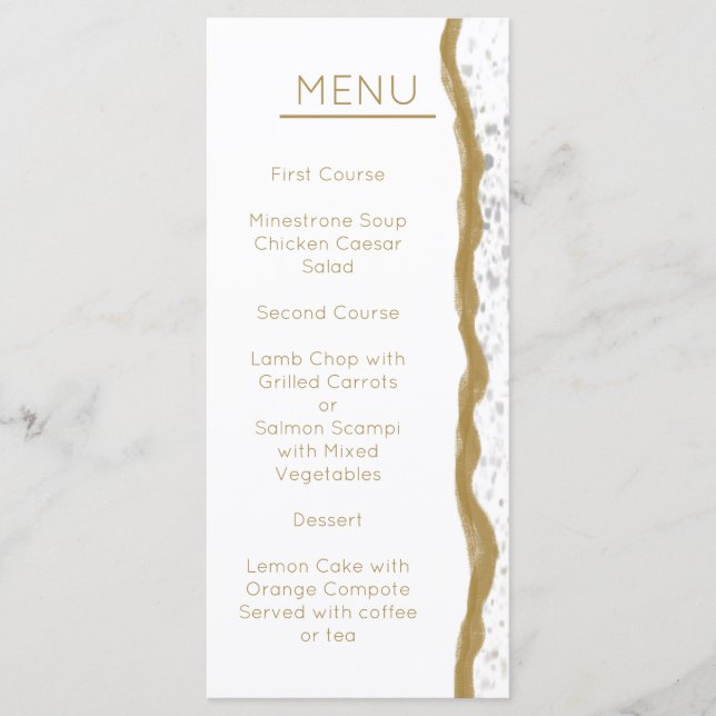 Simple Gold Edge Wedding  Menu (Front)
