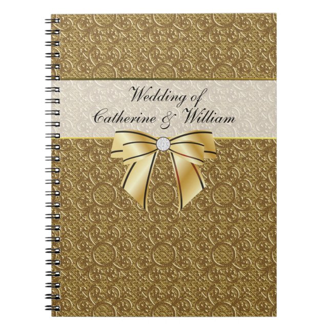 Simple Gold Elegance Wedding Guest Sign In Notebook (Front)