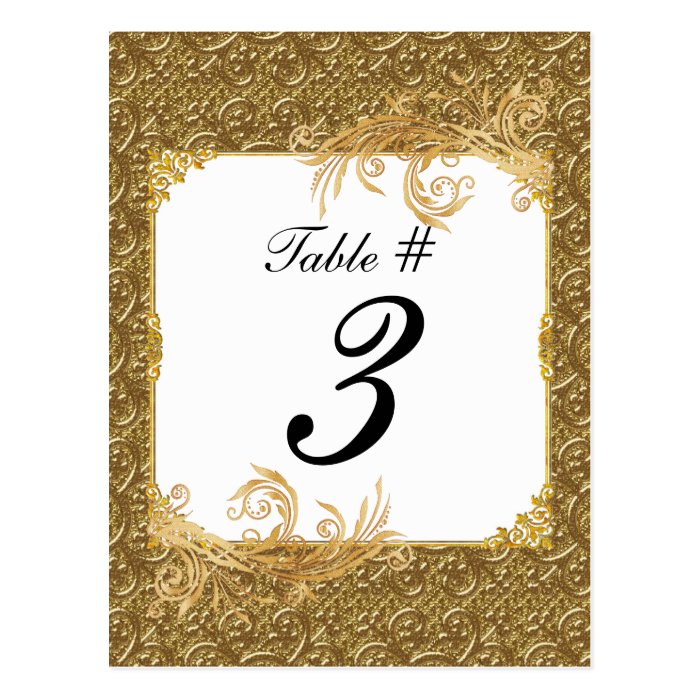 Simple Gold Elegance Wedding Table Number Cards Postcards