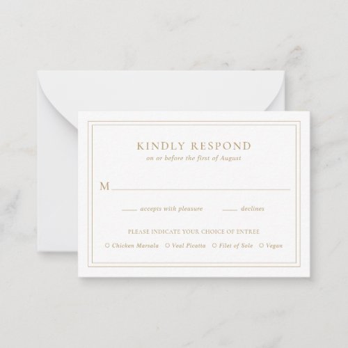 Simple Gold Elegant Wedding Mini RSVP Card