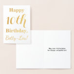 [ Thumbnail: Simple Gold Foil 10th Birthday + Custom Name Foil Card ]