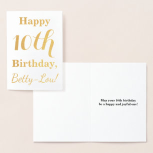 Simple Gold Foil 10th Birthday + Custom Name Foil Card