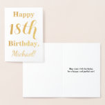[ Thumbnail: Simple Gold Foil 18th Birthday + Custom Name Foil Card ]