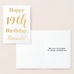 [ Thumbnail: Simple Gold Foil 19th Birthday + Custom Name Foil Card ]