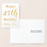 [ Thumbnail: Simple Gold Foil 25th Birthday + Custom Name Foil Card ]
