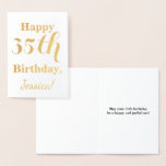 [ Thumbnail: Simple Gold Foil 35th Birthday + Custom Name Foil Card ]