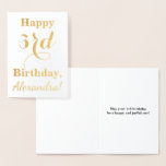 [ Thumbnail: Simple Gold Foil 3rd Birthday + Custom Name Foil Card ]