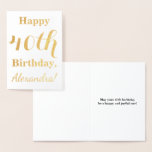 [ Thumbnail: Simple Gold Foil 40th Birthday + Custom Name Foil Card ]
