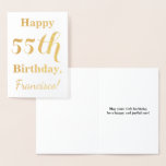 [ Thumbnail: Simple Gold Foil 55th Birthday + Custom Name Foil Card ]