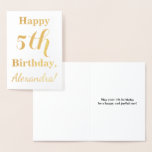 [ Thumbnail: Simple Gold Foil 5th Birthday + Custom Name Foil Card ]