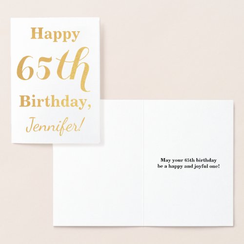 Simple Gold Foil 65th Birthday  Custom Name Foil Card
