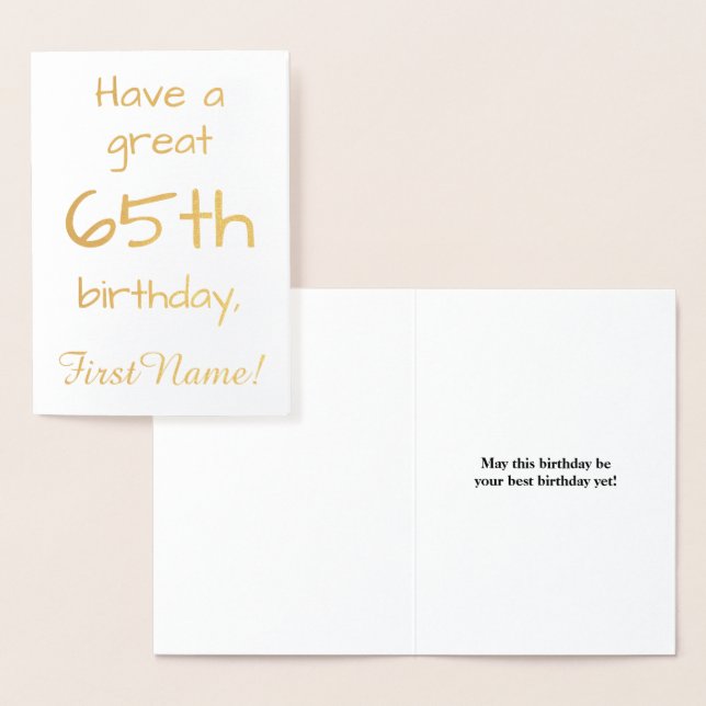 Simple Gold Foil 65th Birthday Greeting Card (Display)