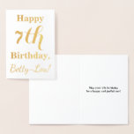 [ Thumbnail: Simple Gold Foil 7th Birthday + Custom Name Foil Card ]