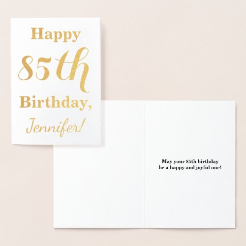 Simple Gold Foil 85th Birthday  Custom Name Foil Card