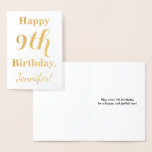 [ Thumbnail: Simple Gold Foil 9th Birthday + Custom Name Foil Card ]