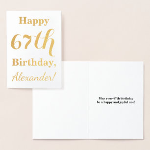 Simple Gold Foil "HAPPY 67th BIRTHDAY" + Name Card