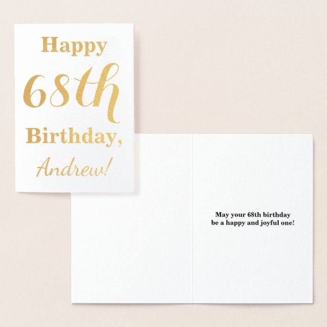 Simple Gold Foil "HAPPY 68th BIRTHDAY" + Name Card (Display)