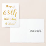 [ Thumbnail: Simple Gold Foil "Happy 68th Birthday" + Name Foil Card ]