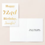 [ Thumbnail: Simple Gold Foil "Happy 72nd Birthday" + Name Foil Card ]