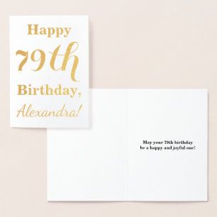 Simple Gold Foil "HAPPY 79th BIRTHDAY" + Name Foil Card