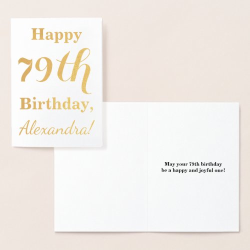 Simple Gold Foil HAPPY 79th BIRTHDAY  Name Foil Card