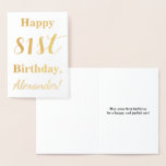 [ Thumbnail: Simple Gold Foil "Happy 81st Birthday" + Name Foil Card ]