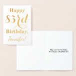 [ Thumbnail: Simple Gold Foil "Happy 83rd Birthday" + Name Foil Card ]