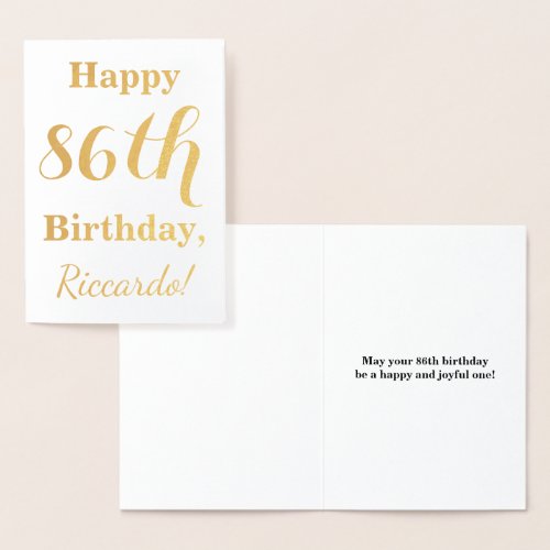Simple Gold Foil HAPPY 86th BIRTHDAY  Name Foil Card