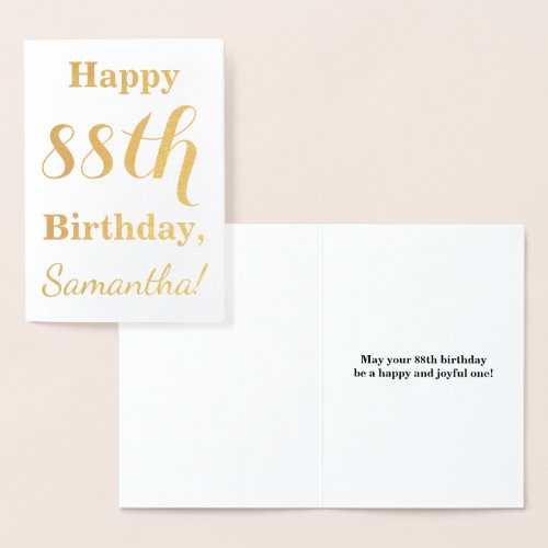 Simple Gold Foil HAPPY 88th BIRTHDAY  Name Foil Card