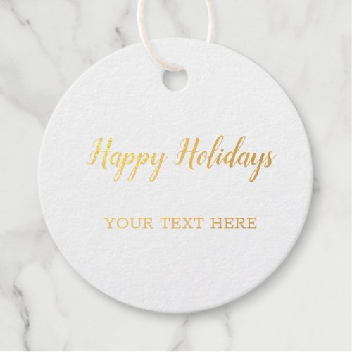 SIMPLE GOLD FOIL HAPPY HOLIDAYS MODERN GIFT TAGS