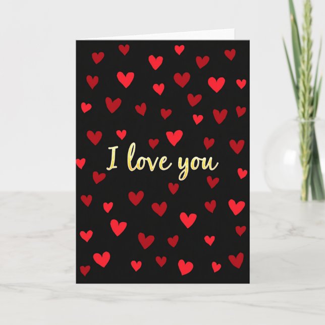 Simple Gold Foil Hearts I Love You Card (Front)